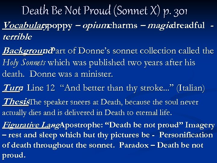 Death Be Not Proud (Sonnet X) p. 301 Vocabularypoppy – opiumcharms – magicdreadful :