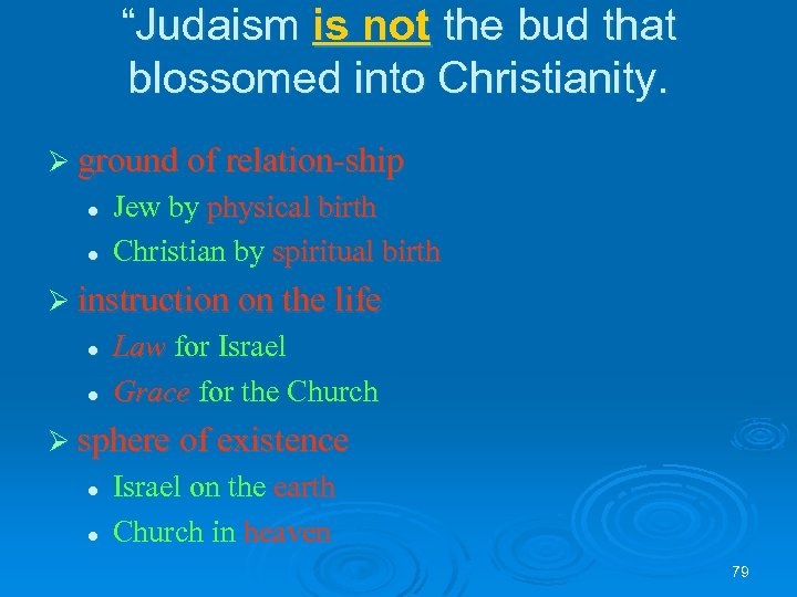 “Judaism is not the bud that blossomed into Christianity. Ø ground of relation-ship l
