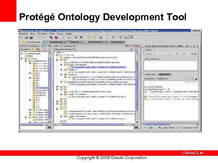 Protégé Ontology Development Tool Copyright © 2006 Oracle Corporation 