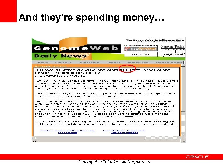 And they’re spending money… Copyright © 2006 Oracle Corporation 