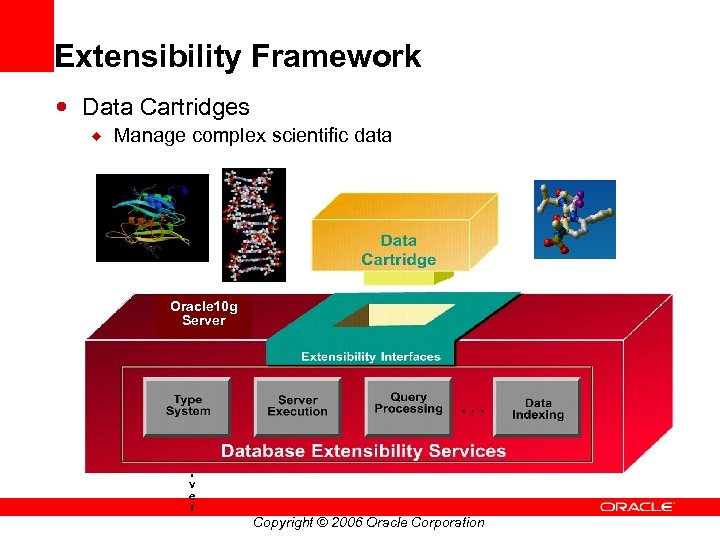 Extensibility Framework Data Cartridges ® Manage complex scientific data Oracle 10 g Server O