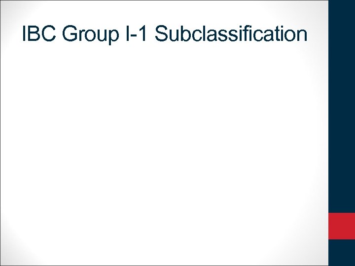 IBC Group I-1 Subclassification 