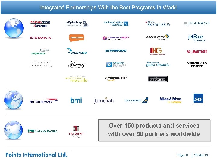 Integrated Partnerships With the Best Programs In World Over 150 products and services with
