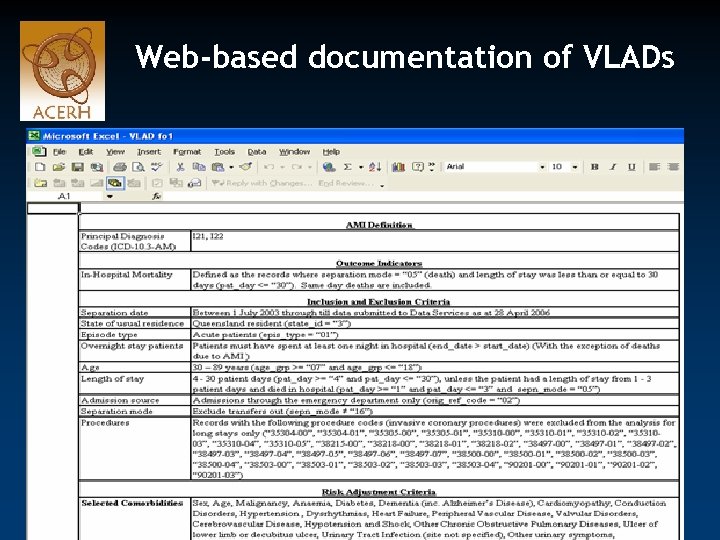 Web-based documentation of VLADs 