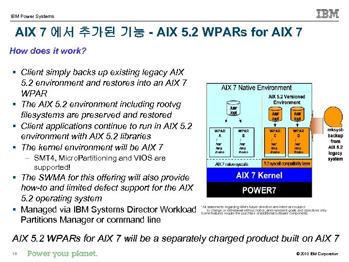 IBM Power Systems AIX 7 에서 추가된 기능 - AIX 5. 2 WPARs for