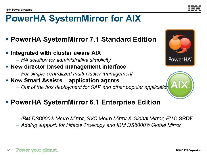 IBM Power Systems Power. HA System. Mirror for AIX § Power. HA System. Mirror