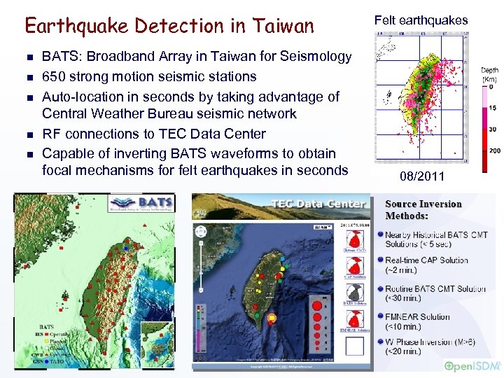 Earthquake Detection in Taiwan n n BATS: Broadband Array in Taiwan for Seismology 650