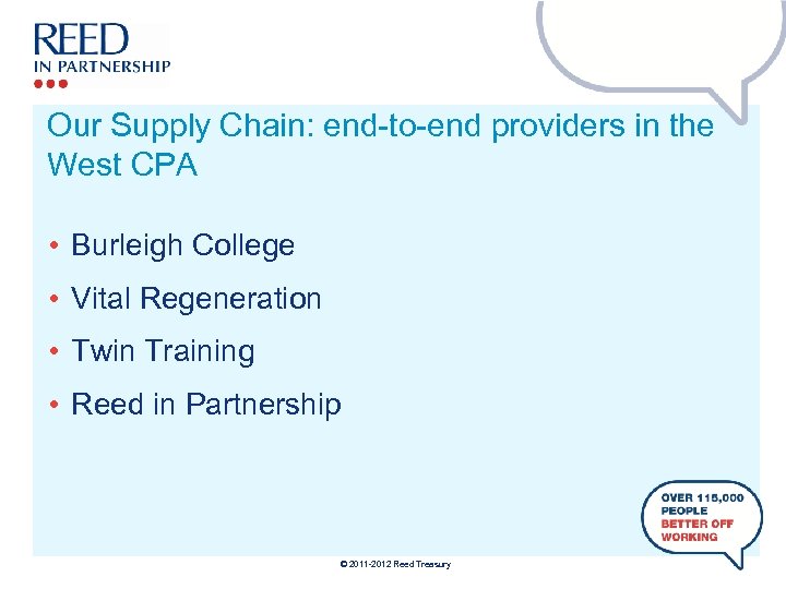Our Supply Chain: end-to-end providers in the West CPA • Burleigh College • Vital