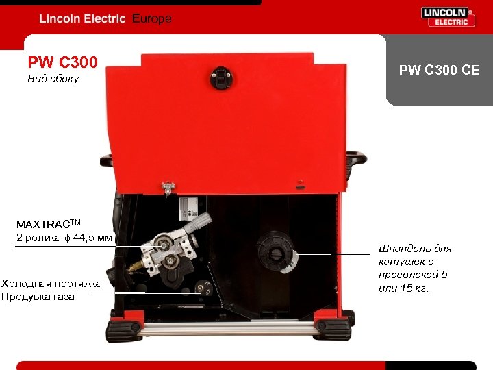 Europe PW C 300 Вид сбоку MAXTRACTM 2 ролика 44, 5 мм Холодная протяжка