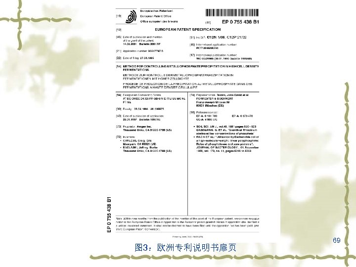 图 3：欧洲专利说明书扉页 69 