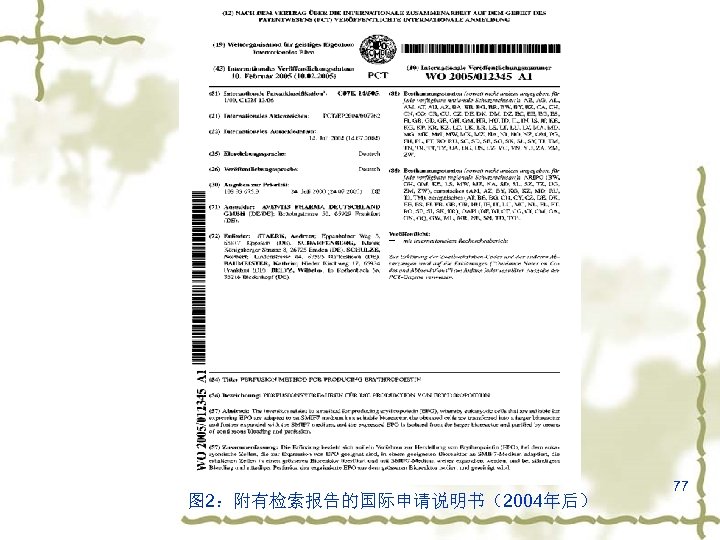 图 2：附有检索报告的国际申请说明书（2004年后） 77 