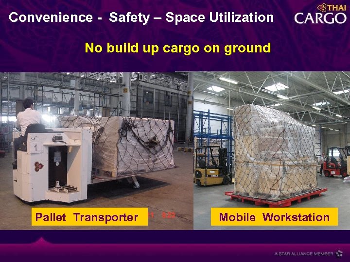 Convenience - Safety – Space Utilization No build up cargo on ground Pallet Transporter