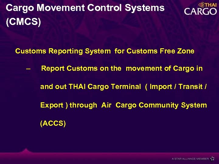 Cargo Movement Control Systems (CMCS) Customs Reporting System for Customs Free Zone – Report