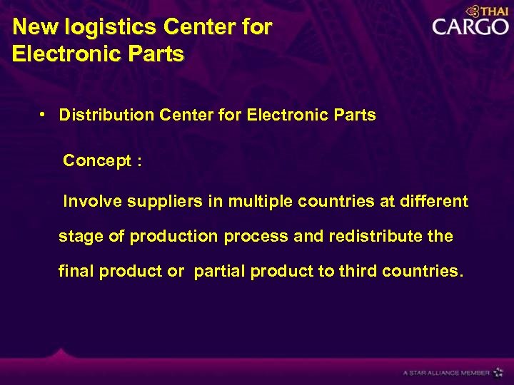 New logistics Center for Electronic Parts • Distribution Center for Electronic Parts Concept :