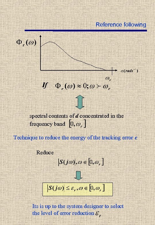 Reference following If spectral contents of d concentrated in the frequency band Technique to