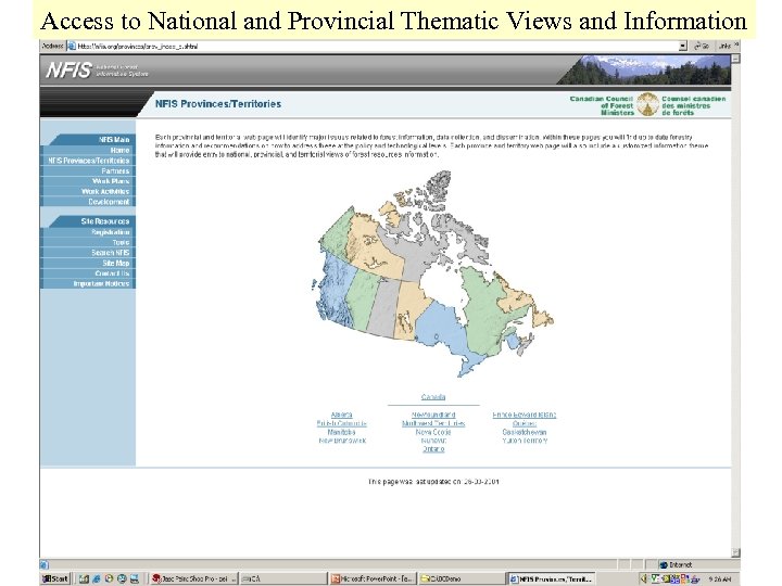 Access to National and Provincial Thematic Views and Information 