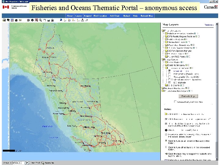 Fisheries and Oceans Thematic Portal – anonymous access 