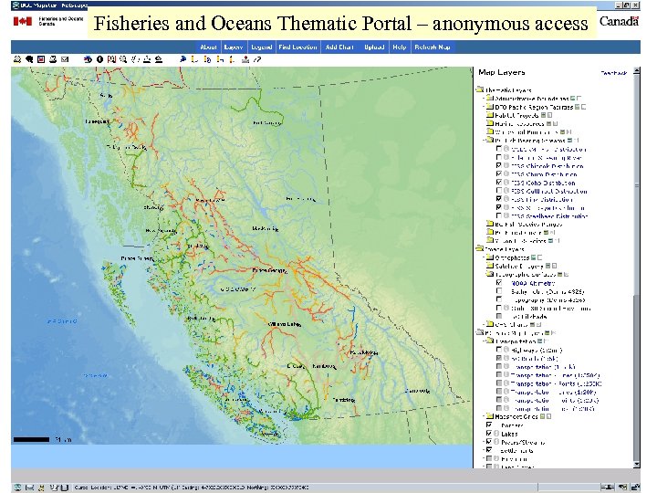 Fisheries and Oceans Thematic Portal – anonymous access 