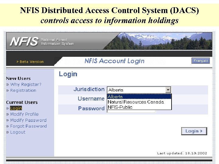 NFIS Distributed Access Control System (DACS) controls access to information holdings 