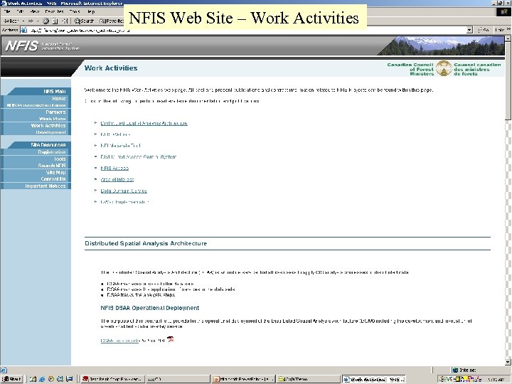 NFIS Web Site – Work Activities 