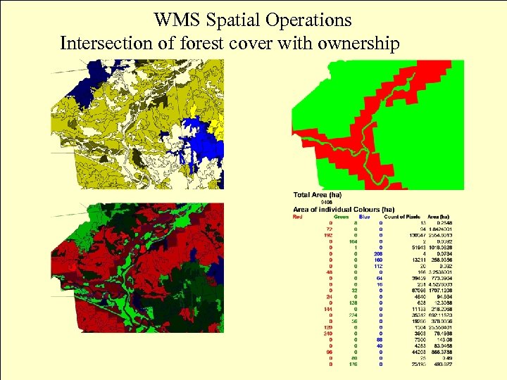 WMS Spatial Operations Intersection of forest cover with ownership 