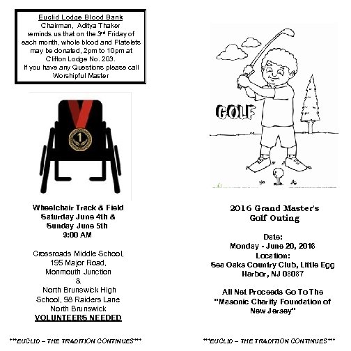 Euclid Lodge Blood Bank Chairman, Aditya Thaker reminds us that on the 3 rd