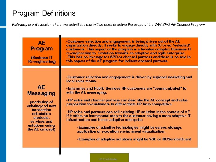 Program Definitions Following is a discussion of the two definitions that will be used