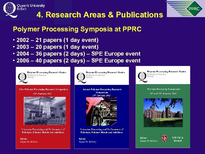 4. Research Areas & Publications Polymer Processing Symposia at PPRC • 2002 – 21