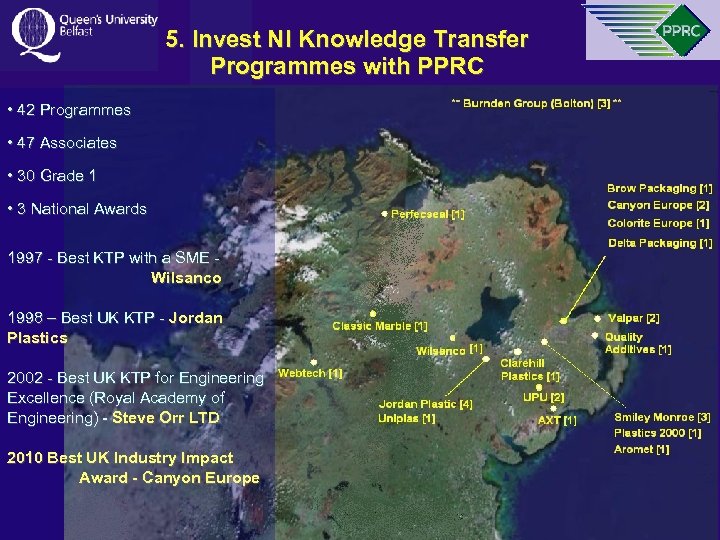 5. Invest NI Knowledge Transfer Programmes with PPRC • 42 Programmes • 47 Associates