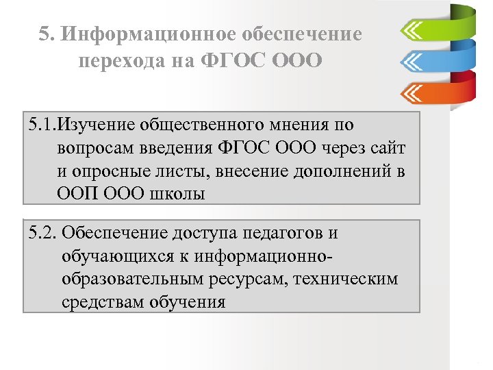 5. Информационное обеспечение перехода на ФГОС ООО 5. 1. Изучение общественного мнения по вопросам