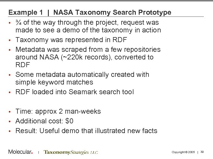 Example 1 | NASA Taxonomy Search Prototype • ¾ of the way through the