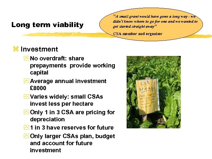 Long term viability 