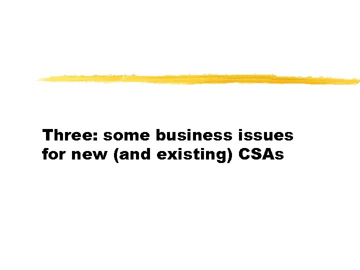 Three: some business issues for new (and existing) CSAs 