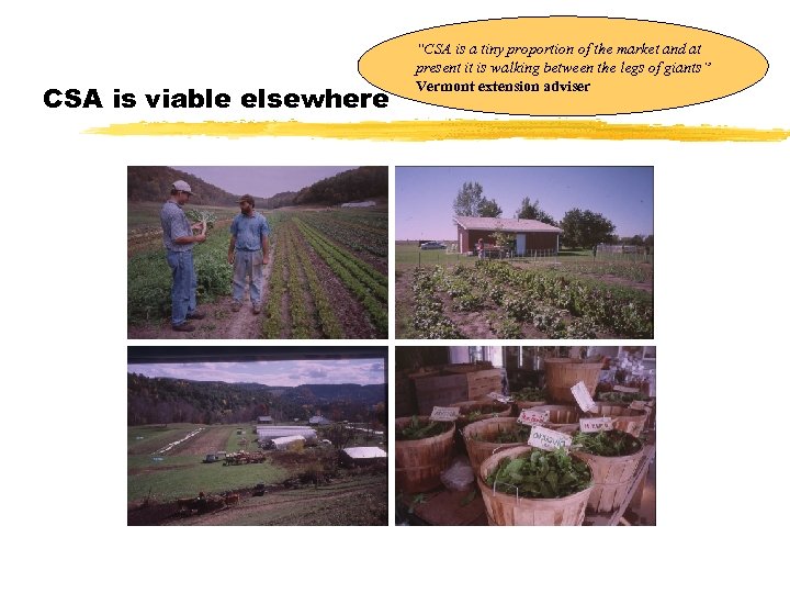 CSA is viable elsewhere “CSA is a tiny proportion of the market and at