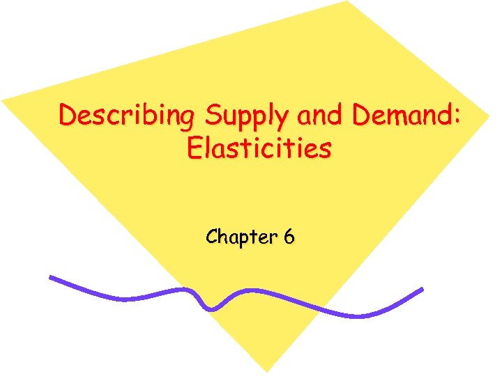 Describing Supply and Demand: Elasticities Chapter 6 