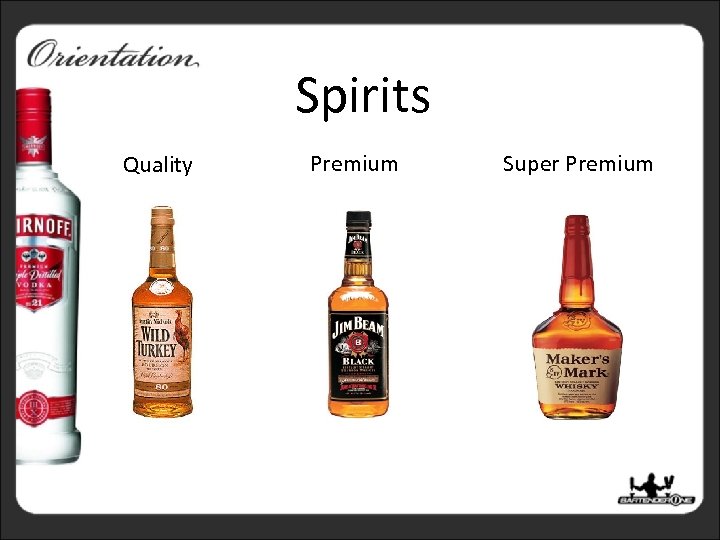 Spirits Quality Premium Super Premium Wild Turkey Jim Beam Black Maker’s Mark 