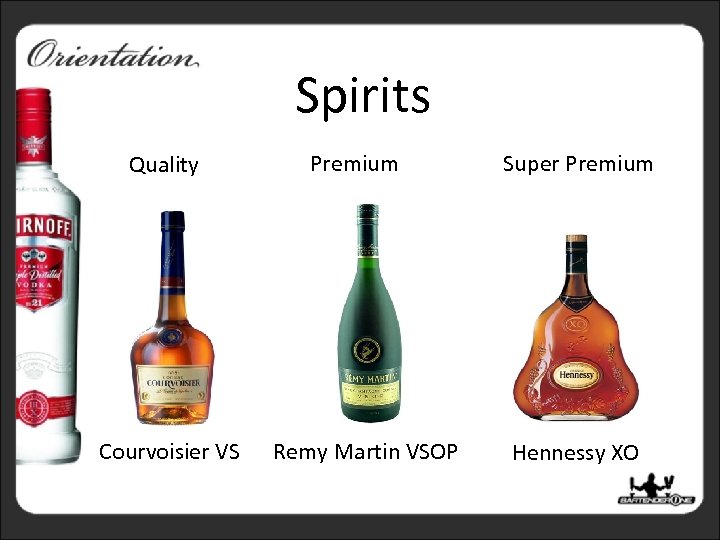 Spirits Quality Courvoisier VS Premium Remy Martin VSOP Super Premium Hennessy XO 