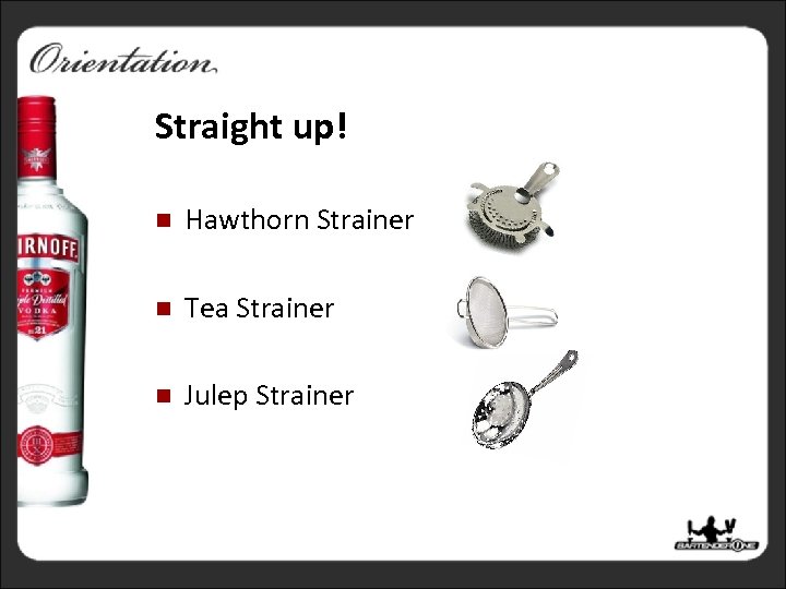 Bar Tools Straight up! n Hawthorn Strainer n Tea Strainer n Julep Strainer 