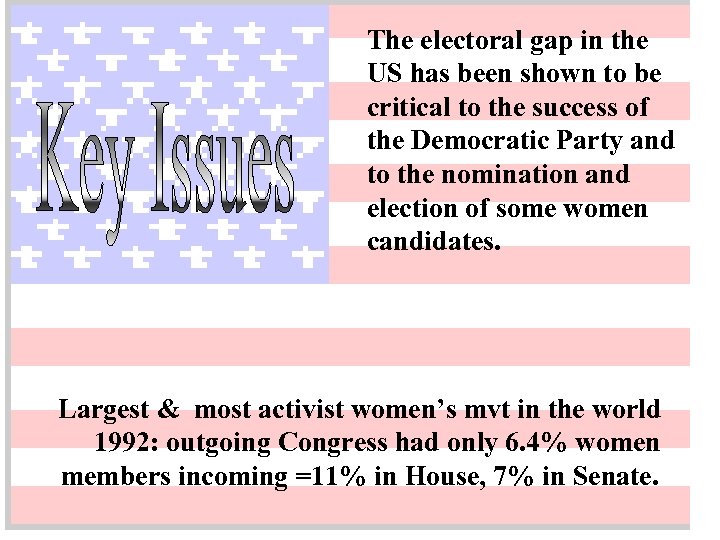 The electoral gap in the US has been shown to be critical to the