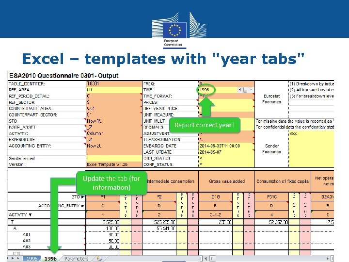 Excel – templates with "year tabs" Eurostat 