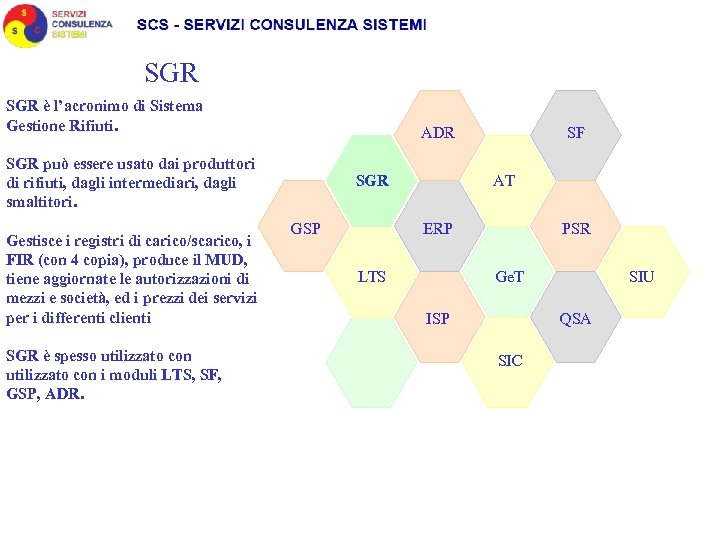 SGR è l’acronimo di Sistema Gestione Rifiuti. ADR SGR può essere usato dai produttori