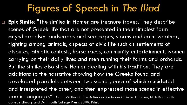 Figures of Speech in The Iliad Epic Simile: 
