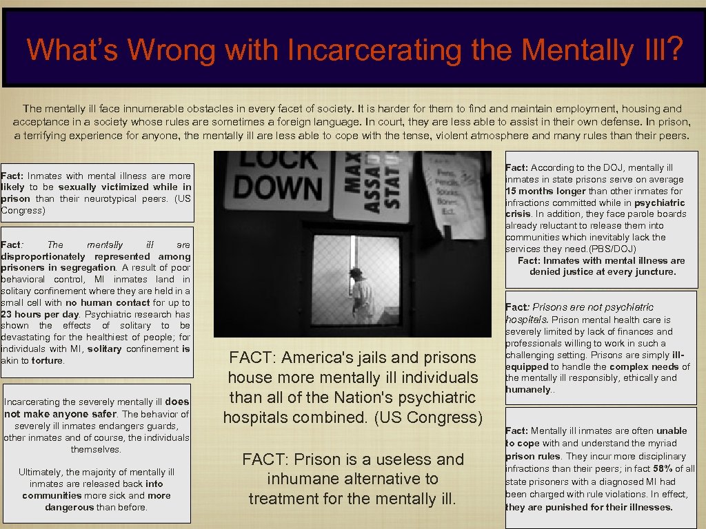 What’s Wrong with Incarcerating the Mentally Ill? The mentally ill face innumerable obstacles in