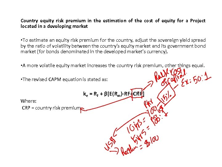 Country equity risk premium in the estimation of the cost of equity for a