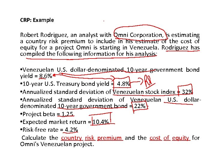 CRP: Example Robert Rodriguez, an analyst with Omni Corporation, is estimating a country risk