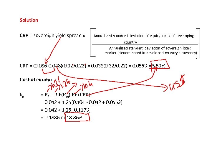 Solution CRP = sovereign yield spread x Annualized standard deviation of equity index of