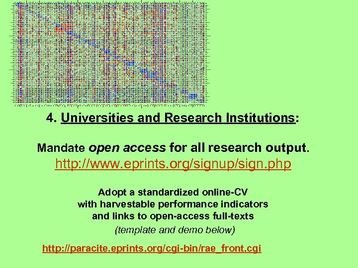 4. Universities and Research Institutions: Mandate open access for all research output. http: //www.