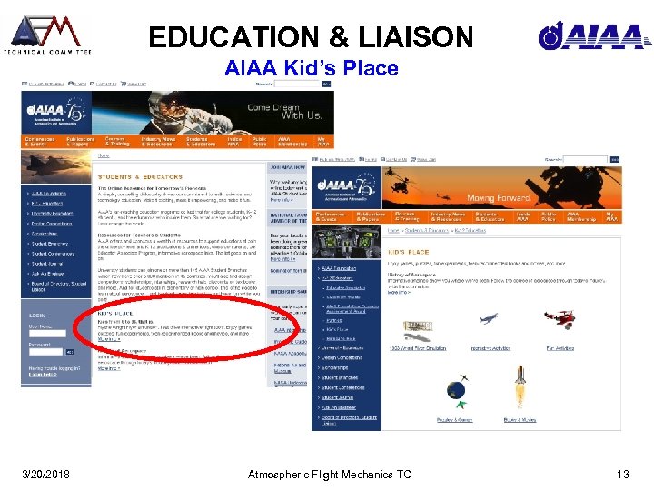 EDUCATION & LIAISON AIAA Kid’s Place 3/20/2018 Atmospheric Flight Mechanics TC 13 