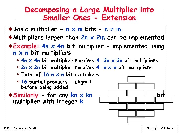 Decomposing a Large Multiplier into Smaller Ones - Extension ¨Basic multiplier - n x