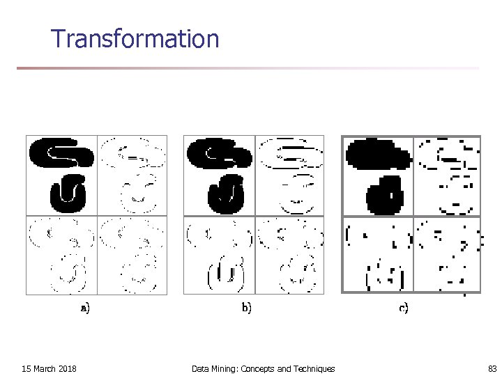 Transformation 15 March 2018 Data Mining: Concepts and Techniques 83 